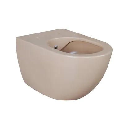 Produktbild von Creavit RIMOFF Hänge-WC matt Cappuccino mit Bidet/Taharet Funktion, Edelstahldüse & antibakterieller Oberfläche spülrandlos