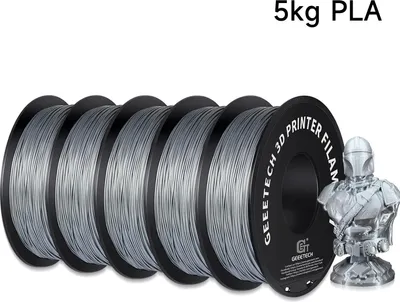 Obrázek produktu pro Filament pro 3D tiskárny – PLA 1,75 mm – tolerance ±0,03 mm – cívka 5 kg – kompatibilní s FDM/FFF – stříbrná