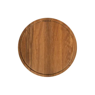 Image de Boska Planche à pizza Friends M / Planche de service en bois de chêne / Pizza, tapas et autres aliments / Goulotte de récupération pratique / Marron / ⌀ 29 cm