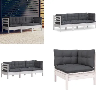 Produktbild von vidaXL 3 Sitzer Gartensofa mit Anthrazit Kissen Massivholz Kiefer - 3-Sitzer-Gartensofa - 3-Sitzer-Gartensofas - Gartensofa - Gartensofas