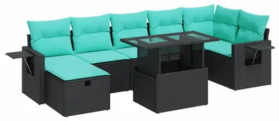 Imagen del producto de vidaXL Juego de 8 piezas de sofá de jardín con cojines, color gris, fabricado en ratán sintético y con patas de acacia