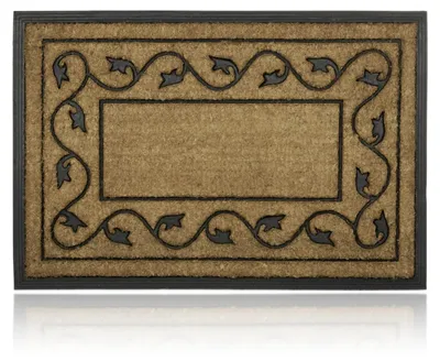 Productafbeelding van Relaxdays 10020205, Decoratieve deurmat, voor binnen, rechthoekig, zwart, bruin, afbeelding: kokosnoot, AI-gegenereerde afbeelding