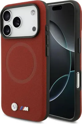 Produktbild von BMW case passend für IPHONE 17 Pro compatible with MagSafe BMHMP17L25PFWSMR (PU FW Metal Logo) red