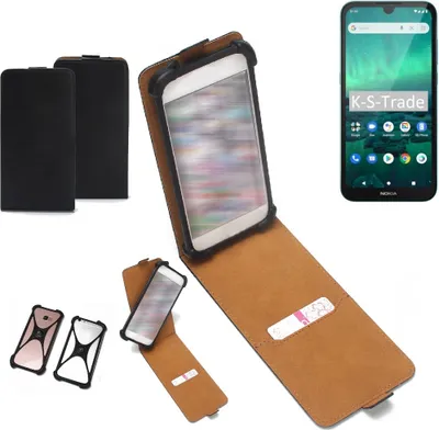 Produktbild von K-S-Trade Handyhülle Schutzhülle kompatibel mit Nokia 1.3 Hülle Case Cover Flip Style Bumper schwarz 1x