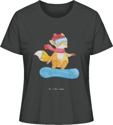 Produktbild von Mr. & Mrs. Panda Basic T-Shirt Damen Hase Snowboarden Größe XL - Anthrazit - Geschenk, Snowboardschule, Oberteil, Winterurlaub, shirt, Kurzarmshirt, Snowboard