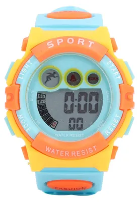 Produktbild von Digitale Kinderuhr, 7 Farben, LED-Blinklicht, wasserdichte Sport-Outdoor-Armbanduhr für Mädchen und Jungen im Alter von 4 bis 15 Jahren, Blau, Orange