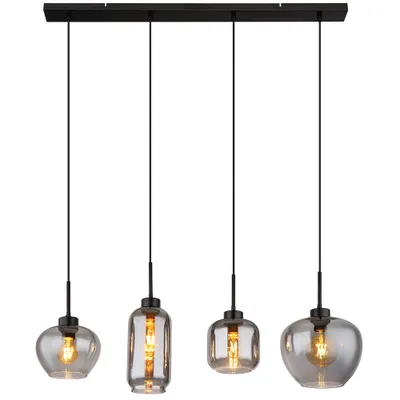 Produktbild von LED Hängelampe, 4 Flammig, Rauchglas, schwarz, L 99,5 cm