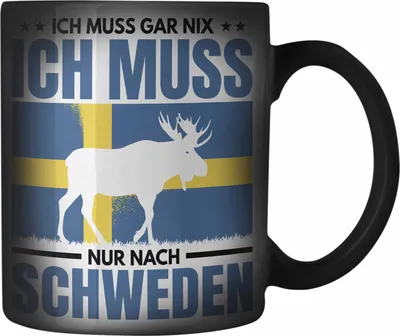 Produktbild von Trendation - Schweden Geschenk Ich Muss Gar Nix Ich Muss Nur Nach Schweden Farbwechsel Zauber-Tasse Geschenkidee Abschiedsgeschenk (Schwarz)