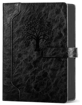 Produktbild von Notizbuch A5 Liniert Leder Vintage Hardcover 256 Seiten Schwarz mit Magnetverschluss