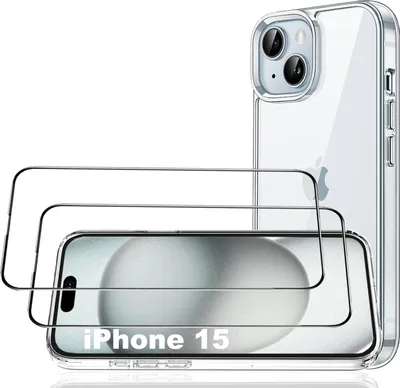 Immagine prodotto di Set Di Custodie In Silicone Per Apple Iphone 15 6,10"" + 2X Vetro Temperato
