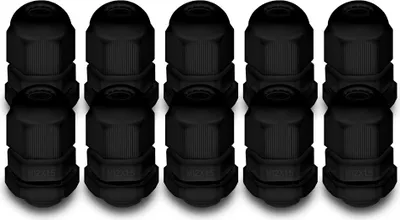 Produktbild von 10x ARLI Kabelverschraubungen IP68 Schwarz M12 x 1,5 mm mit metrischem Anschlussgewinde und Gegenmutter