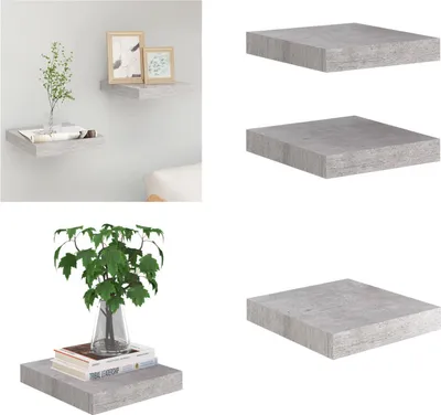 Obrázok produktu pre vidaXL Plávajúce police 2 ks. Betónová sivá 23x23,5x3,8 cm MDF - Nástenná polica - Nástenné police - Plávajúca nástenná polica - Plávajúca nástenná polica