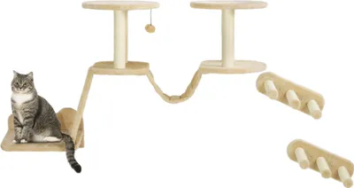 Produktbild von Katzentreppen-Set, Wand- und Deckenmontage, für Katzen bis 5 kg, Beige