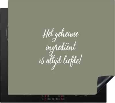 Produktbild von KitchenYeah© Herdabdeckplatte Sprichwörter - Liebe - Zitate - Die geheime Zutat ist immer die Liebe! , 59x52cm, Küche Deko, Glaskeramikkochfeld Herdabdeckung, Abdeckplatte fùr Kochfeld