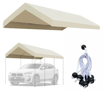 Immagine prodotto di Tetto di ricambio per carport - Telo da tetto in Oxford 1800D - Solo copertura per tetto - Per carport/tenda da garage/tenda per feste - Beige