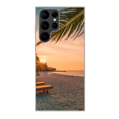 Produktbild von MuchoWow® Handyhülle Schutzhülle Hülle für Samsung Galaxy S22 Ultra Strand - Strandkorb - Sonnenuntergang Silikon Softcase Handy Hülle - Abbildung