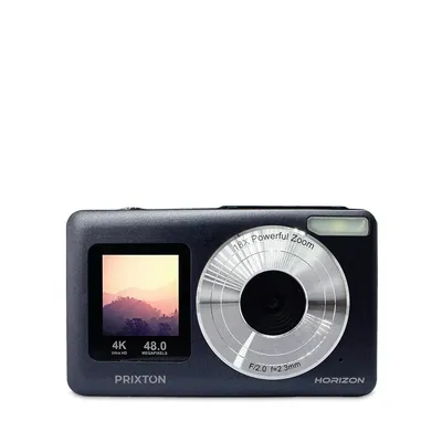 Produktbild von PRIXTON Digitalkamera Horizon DC915 mit Dual‑Display, 4K‑Auflösung 48 MP, 18x Zoom, 120 Min. Akkulaufzeit, SD‑Karte bis 64 GB
