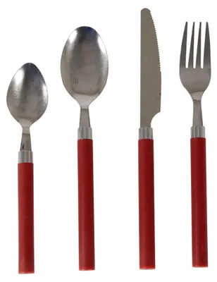 Produktbild von Besteckset, 4-teilig, für 1 Person, Rot