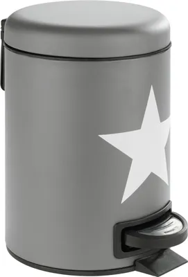 Immagine prodotto di Cestino a pedale in acciaio inox argento rotondo - 5 litri - Cestino per cosmetici in metallo dal design intramontabile - Cestino a pedale Cestino piccolo con contenitore interno estraibile per bagno cucina
