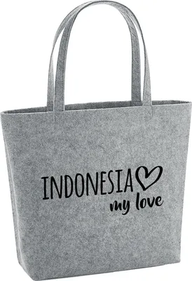 Produktbild von Huuraa Filzshopper Indonesia my love 22 Liter Grey Melange Filztasche Geschenkidee