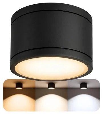 Produktbild von SSC-LUXon CELI-WX LED Aufbauspot schwarz IP44 flach rund - LumiFLEX 3CCT Lichtfarbe warm neutral kalt - Deckenspot für Innen & Außen