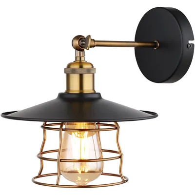 Produktbild von Globo Lighting Wandleuchte Metall schwarz matt, Metallgeflecht altmessing, Metall schwarz matt, Richtung Lichtschein: abwärts, BxH: 200x280mm, AL: 280mm, exkl. 1x E27 60W 230V