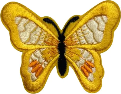 Produktbild von Schmetterlings-Emblem-Aufnäher zum Aufbügeln in Gelb