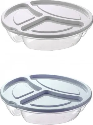 Produktbild von 2x Lunchbox Brotdose Lunch Mittag Box Menübox Tellerbox Rund Picknick 3 Fächer