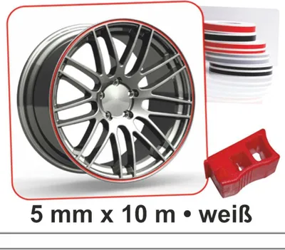Produktbild von Hermann Schütz Zierstreifen Wheel-Stripes für Autofelgen weiß 5mm x 10m