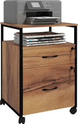 Produktbild von Büro-Rollcontainer - Aktenschrank - Abschließbar - 44 x 40 x 66,5 cm - Rustikalbraun
