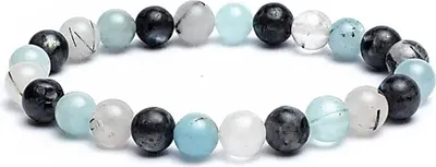 Productafbeelding van Armband Aquamarijn/ Labradoriet/ Toermalijn Kwarts Elastisch