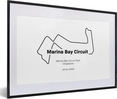 Produktbild von MuchoWow® Gerahmtes Poster Singapur - Formel-1-Rennstrecke 60x40 cm - Poster mit Schwarzem Bilderrahmen Wandposter Rahmen Foto Bilder - Schlafzimmer - Plakat in Rahmen - Drucken