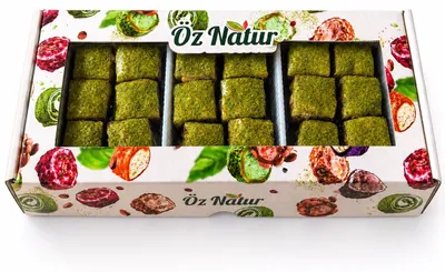 Zdjęcie produktu dla Öz Natur | Turkish Delight Baklava Lokum Pistacje i Czekolada 300g