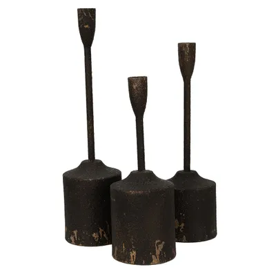 Produktbild von Clayre & Eef Kerzenst„nder 3er Set 35/30/25 cm Schwarz Eisen