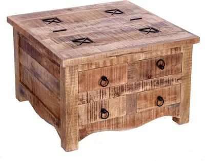 Obrázek produktu pro Konferenční truhla z mangového dřeva Iron craft 70 cmIron CraftŠířka: 70 cm, Hloubka: 70 cm, Výška: 45 cm, Váha: 30 kg, Barva: Přírodní, Materiál: Mango