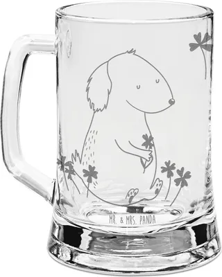 Produktbild von Mr. & Mrs. Panda Krug Hund Kleeblatt - Transparent - Geschenk, Sprüche, Bierhumpen, Glück, Selbstliebe, Glaskrug, Glas Bierkrug, Seidel, Viel, Humpen