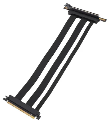 Image de Câble d'extension PCIe 5.0 x16 à angle droit (90°), blindé, 128 Gbps, pour carte graphique. Câble d'extension PCIe 5.0 x16 pour boîtiers PC, serveurs et configurations ITX. Accessoires informatiques. 30 cm / 11,8 pouces