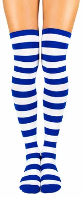Produktbild von Overknees Kniestrümpfe "Ringelstrümpfe" | Blau Weiß gestreift