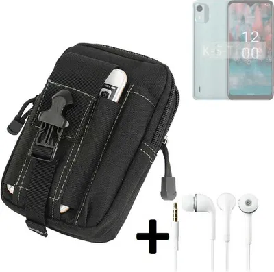 Produktbild von K-S-Trade Gürteltache + Kopfhörer kompatibel mit Nokia C12 Plus Gürtel Tasche Holster Schutz Hülle Handy Hülle  schwarz inkl. Extrafächer