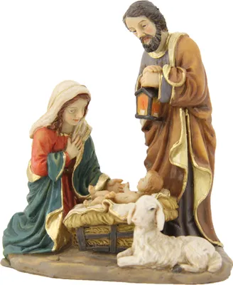 Produktbild von Krippenblock Heilige Familie 10 cm Polyresin Figuren Deko Set