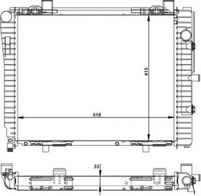 Produktbild von Kühler Motor Kühlrippen gelötet 518 - 415 mm Alu NRF für u.a. MERCEDES-BENZ CLK