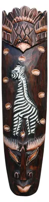 Zebra-Wandmaske 50 cm, Holz, ethnisch, handgeschnitzt