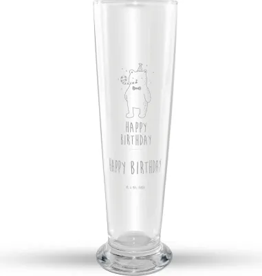 Produktbild von Mr. & Mrs. Panda Weißbierglas Bär Geburtstag - Transparent - Geschenk, Glückwunsch, Bierglas, Weizenbier Glas, Weizen, Happy Birthday, Bier, Mr Mrs Weizenglas, Teddy