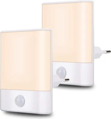 Zdjęcie produktu dla Lampka nocna z czujnikiem ruchu – 2 sztuki – automatyczna regulacja jasności – ciepła biel – do pokoju dziecięcego.