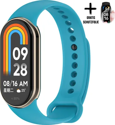 Produktbild von Moe-Pley™ Armband Für Xiaomi Band 8 9 * Hell-Blau * Premium Sport Silikon Uhrenarmband Armband Zubehör Ersatz