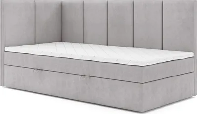 Produktbild von MR GROUP Boxspringbett DENIS MAX 100x200 links Kinderbett Jugendbett Einzelbetten Bett Stauraum Polsterbett Matratze Topper H3 Schlafzimmer hellgrau