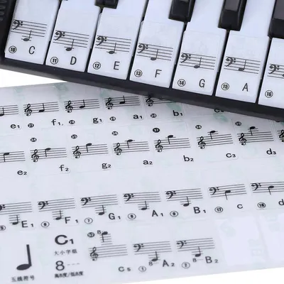 Produktbild von Jumadas Klavier-/Tastaturaufkleber – leicht zu erlernende Musiknoten – geeignet für 49, 61 und 88 Tasten