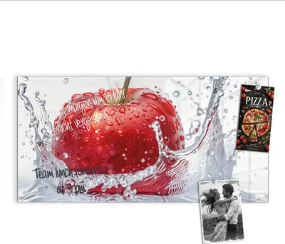 Produktbild von Magnettafel 100x50cm Pinnwand Whiteboard beschreibbar - Spritzender Apfel