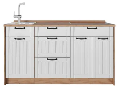 Produktbild von Küchenblock Vicco Fame-Line Weiß Landhaus/Goldkraft Eiche 150 cm, AP Eiche, Model 65436