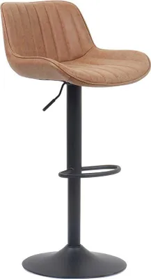 Image de Fenna" CognacPolyuréthaneTabouret de bar | Pieds en métal | 84-105 x 48 x 49.5cm